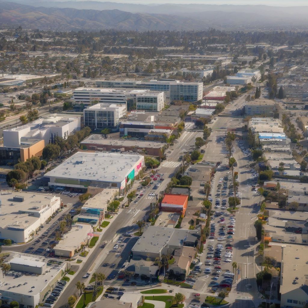 Bustling Business District in Torrance, California